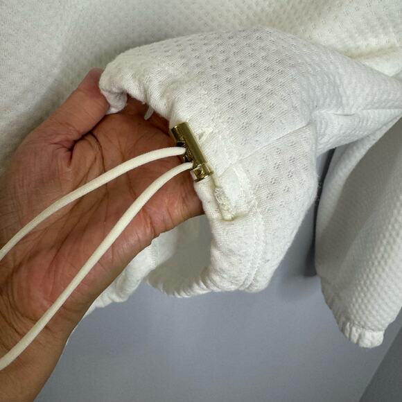 J. CREW Terry Half-Zip Pointelle Sweatshirt in White Large - Picture 4 of 9